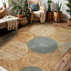 EMINZA Tapis de salon rectangulaire jute tissée main (140 x 200 cm) Tara Marron