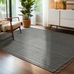 EMINZA Tapis de salon rectangulaire matière recyclée (160 x 230 cm) Priya Gris New