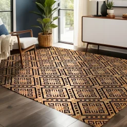 EMINZA Tapis de salon rectangulaire jute tissée main (140 x 200 cm) Meera Beige
