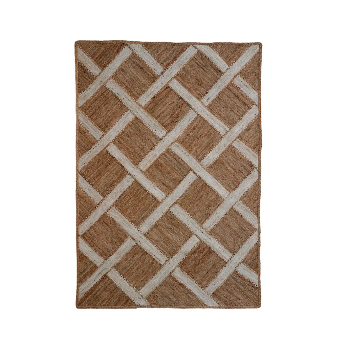 EMINZA Tapis de salon rectangulaire jute tissée main (140 x 200 cm) Akira Marron New