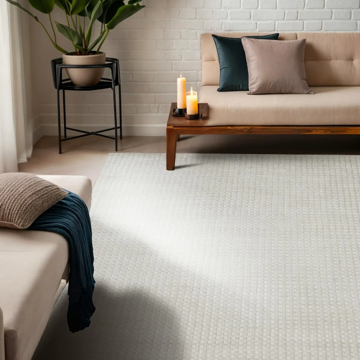 EMINZA Tapis de salon rectangulaire tissé (140 x 200 cm) Ravi pampa Beige Outlet