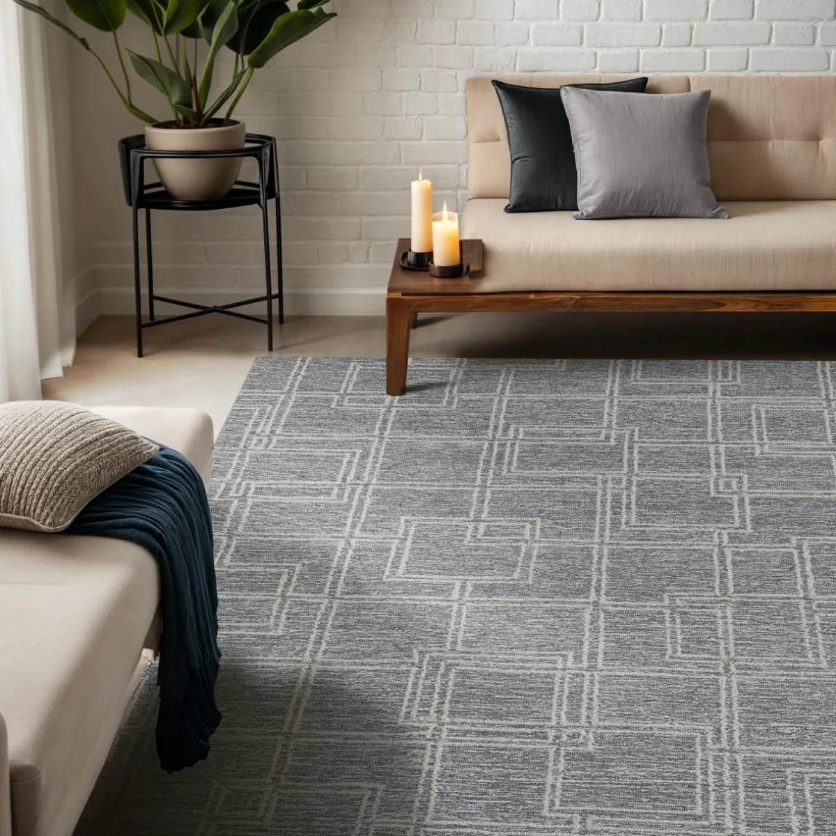 EMINZA Tapis de salon rectangulaire laine tuftée (160 x 230 cm) Yutoo Gris Outlet