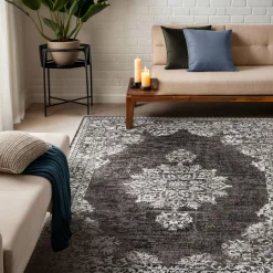 EMINZA Tapis de salon rectangulaire jacquard (140 x 200 cm) Sana Gris Online