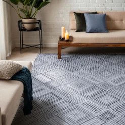 EMINZA Tapis de salon rectangulaire matière recyclée tuftée (140 x 200 cm) Shelton Gris Sale