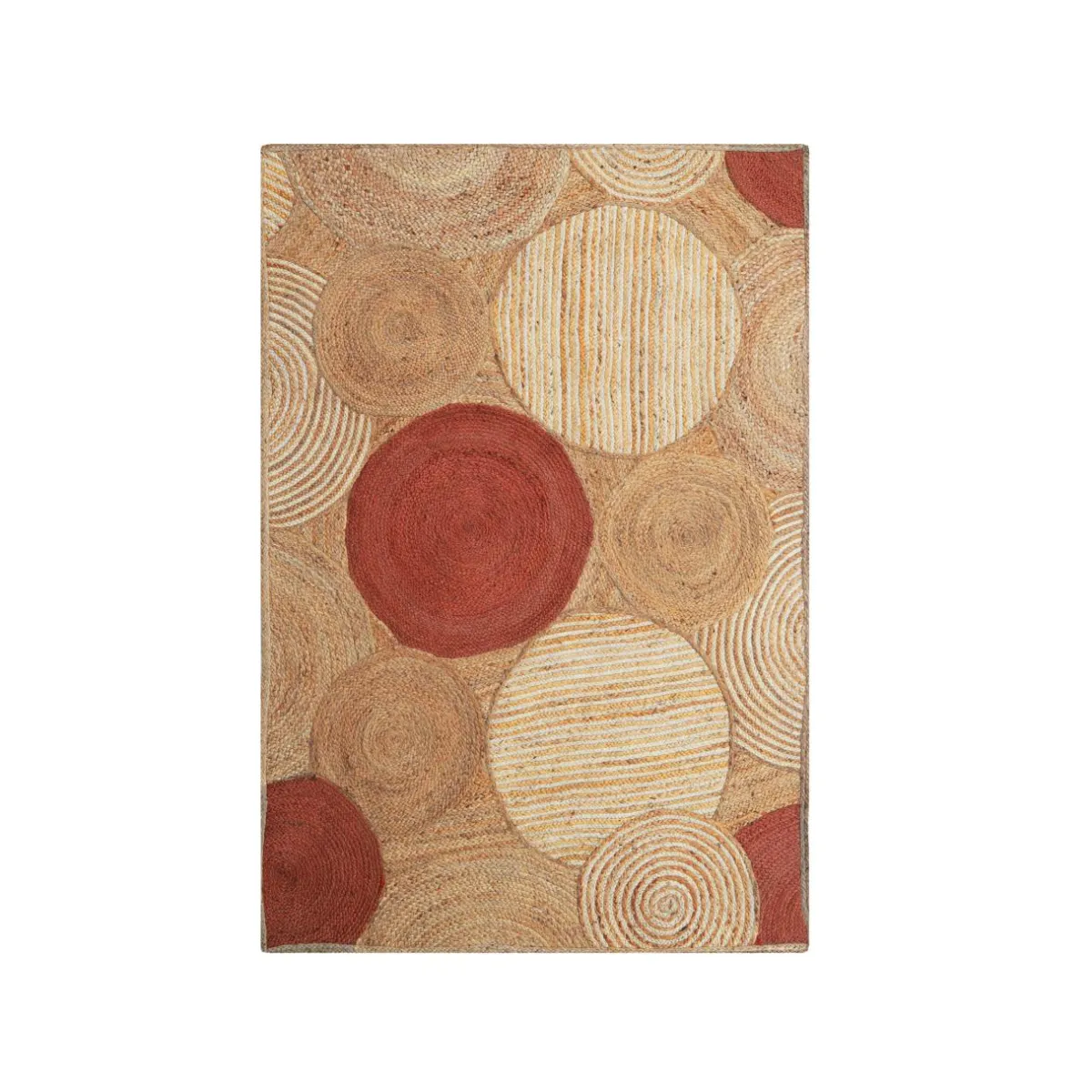 EMINZA Tapis de salon rectangulaire jute tissée main (160x230 cm) Tara Terracotta