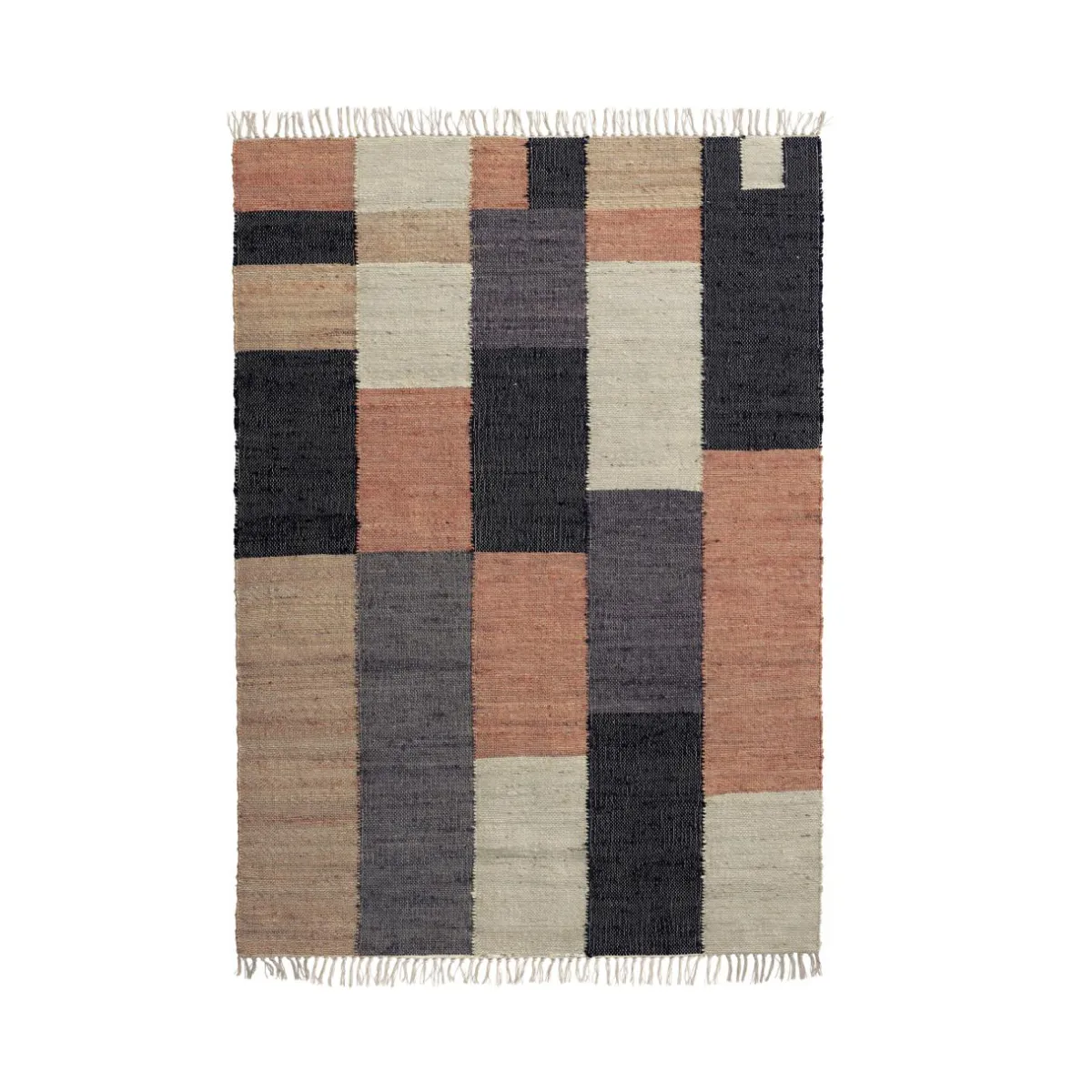EMINZA Tapis de salon rectangulaire jute et coton (140 x 200 cm) Freya Multicolore Hot