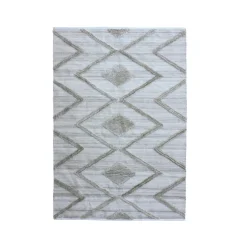 EMINZA Tapis de salon rectangulaire matière recyclée tuftée (140 x 200 cm) Kaito Ivoire Best