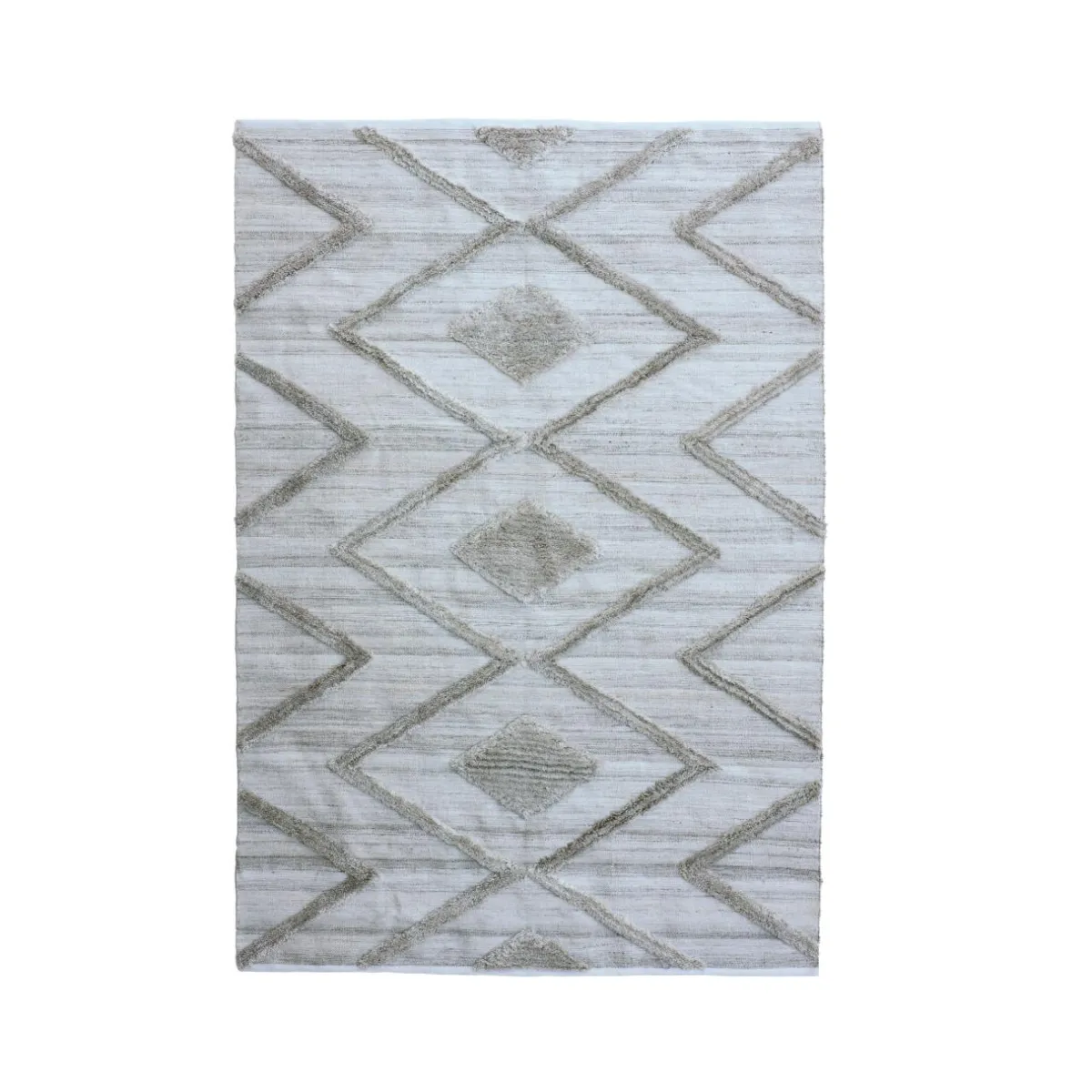 EMINZA Tapis de salon rectangulaire matière recyclée tuftée (140 x 200 cm) Kaito Ivoire Best