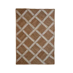 EMINZA Tapis de salon rectangulaire jute tissée main (160 x 230 cm) Akira Marron Outlet