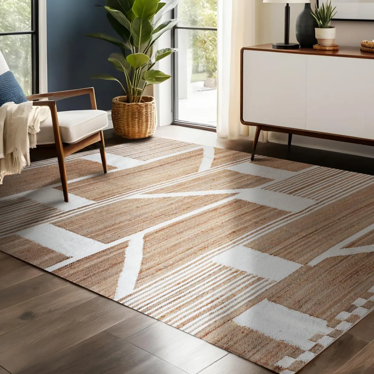 EMINZA Tapis de salon rectangulaire jute (160 x 230 cm) Paris Beige