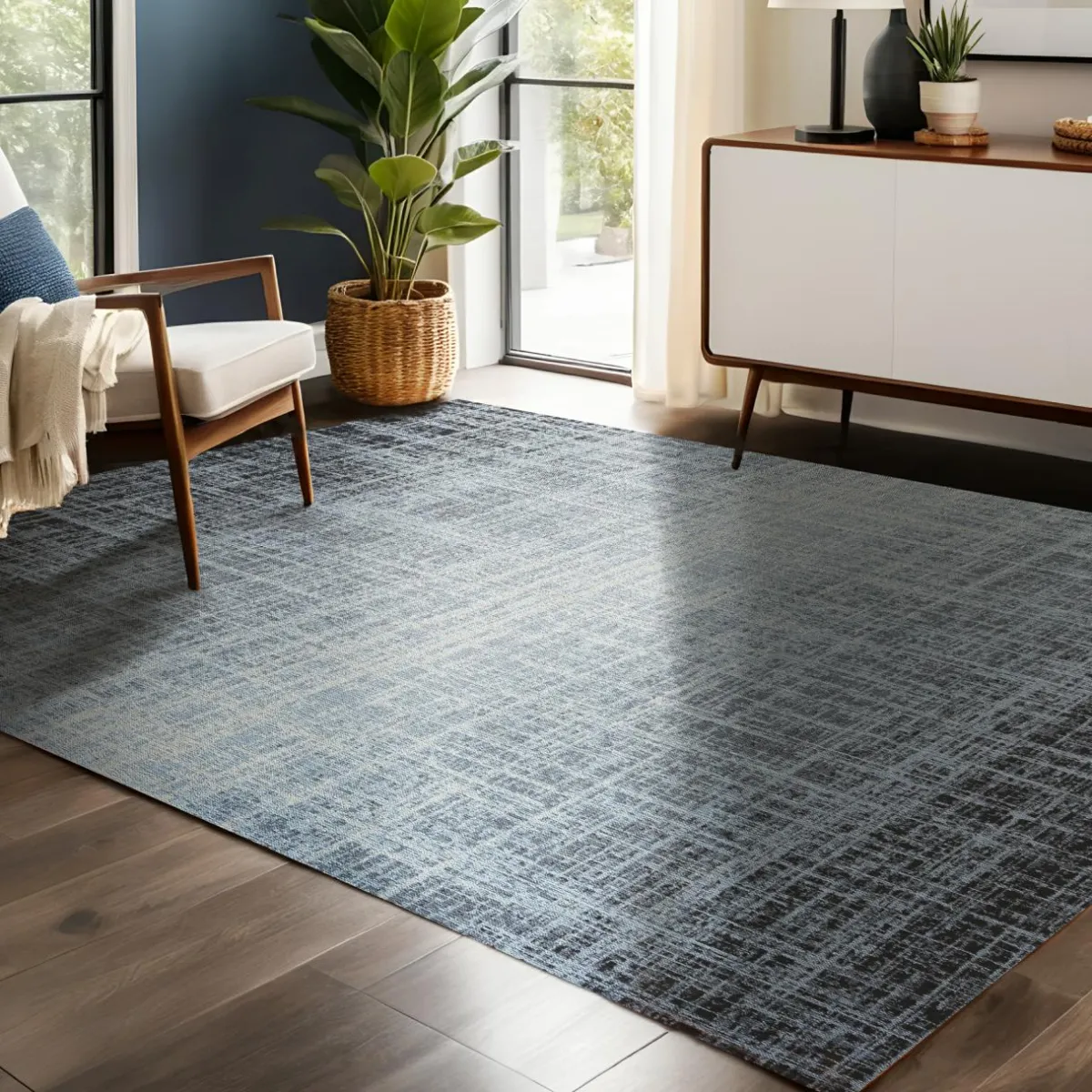 EMINZA Tapis de salon rectangulaire jacquard (160 x 230 cm) Shiraz Argent New