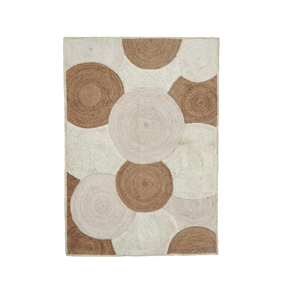 EMINZA Tapis de salon rectangulaire jute tressée main (140 x 200 cm) Reina Beige Hot