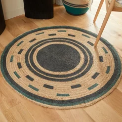 Atmosphera, cru017dateur d'intu017drieur Tapis de salon rond jute (120 cm) Mala Beige