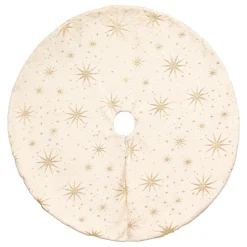 JJA Tapis de sapin (D90 cm) Étoiles Célestes et doré Ivoire
