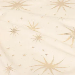 JJA Tapis de sapin (D90 cm) Étoiles Célestes et doré Ivoire