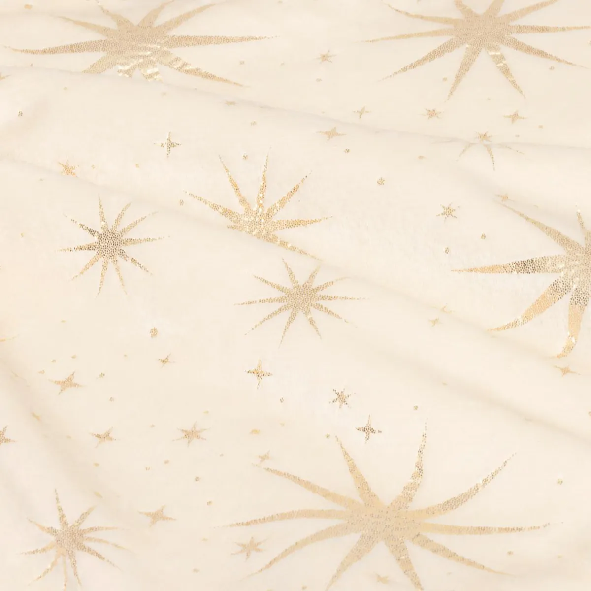 JJA Tapis de sapin (D90 cm) Étoiles Célestes et doré Ivoire