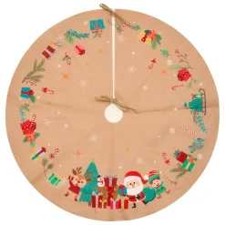JJA Tapis de sapin en jute (D90 cm) Lutin et Père Noël Multicolore Naturel Online