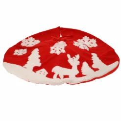 KOOPMAN Tapis de sapin rond (D85 cm) Forêt de Noël Rouge Hot