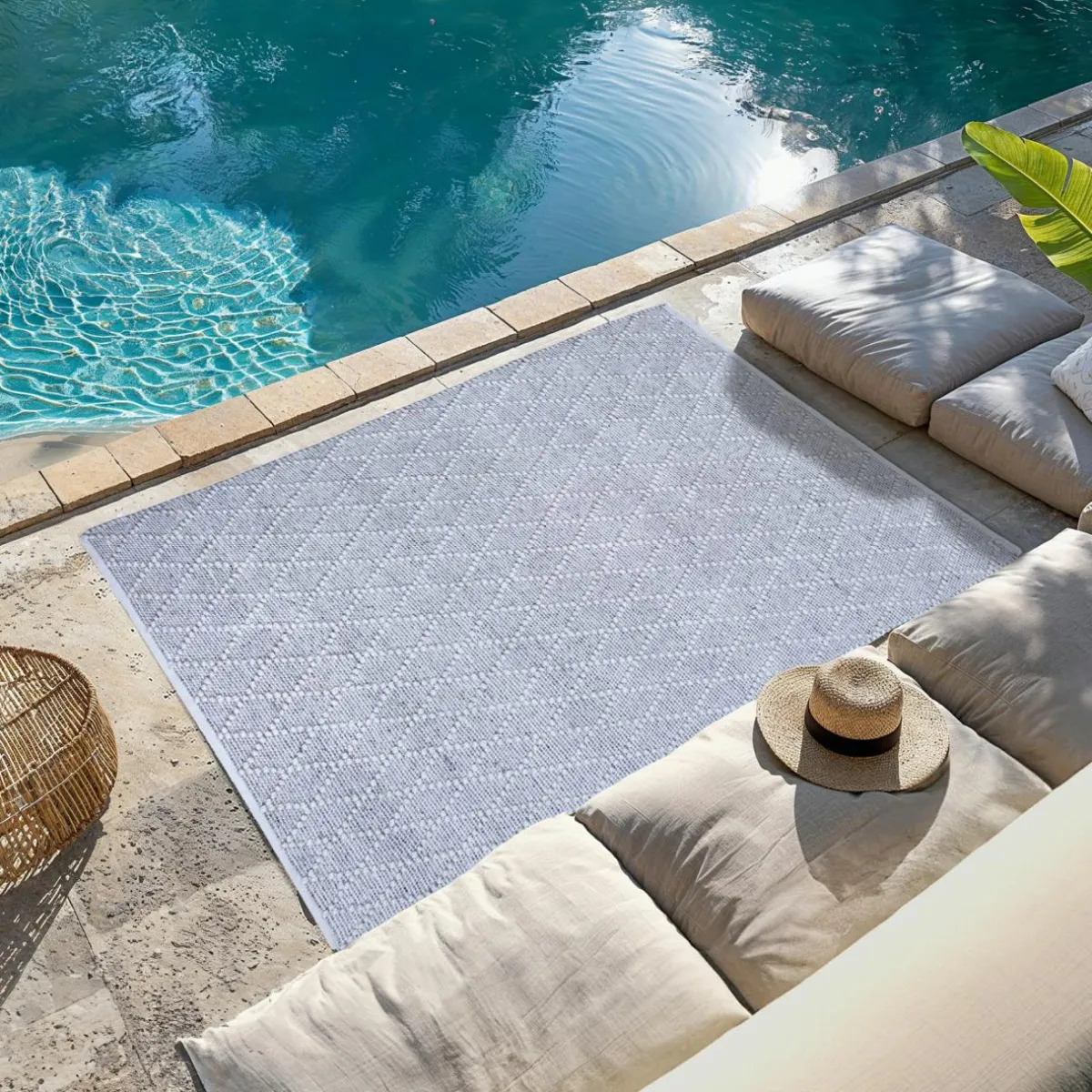 L'EFFET PAPILLON Tapis d'extérieur rectangulaire (120 x 170 cm) Orlando Perle Gris perle Clearance