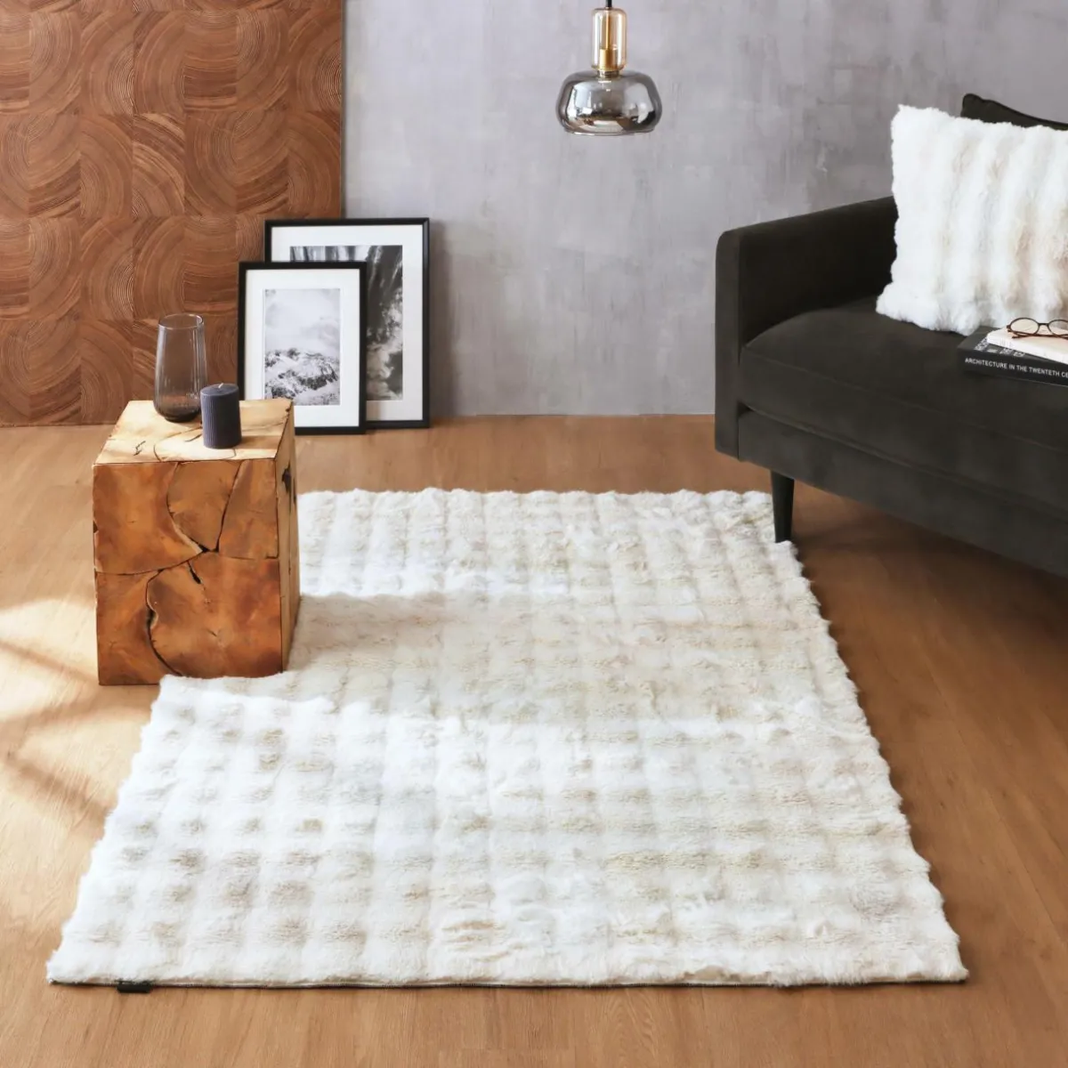 EMINZA Tapis fausse fourrure (120 x 170 cm) Toronto Ivoire Clearance