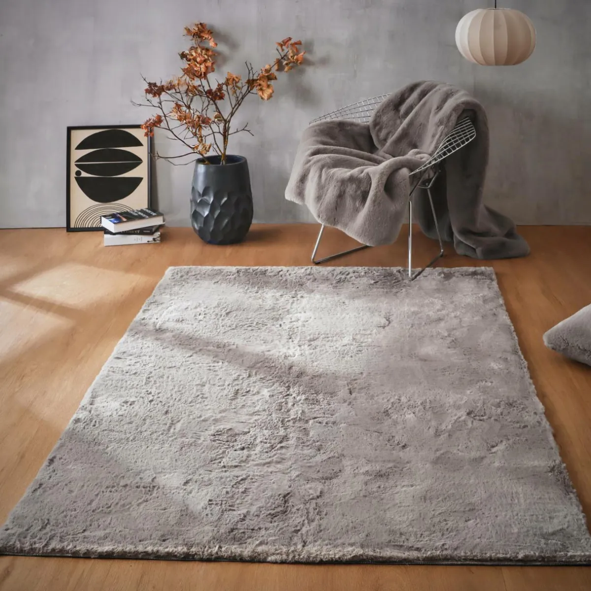 EMINZA Tapis rectangulaire fausse fourrure (140 x 200 cm) Finn Taupe Online