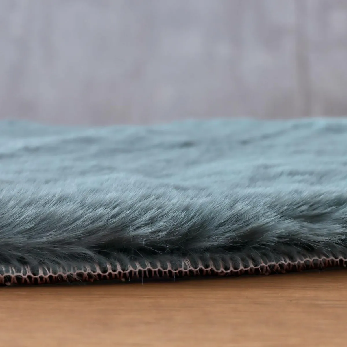 EMINZA Tapis rond fausse fourrure (80 cm) Finn Bleu