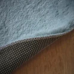EMINZA Tapis rond fausse fourrure (80 cm) Finn Bleu