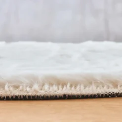 EMINZA Tapis rond fausse fourrure (80 cm) Finn Blanc Outlet