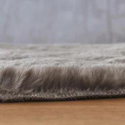 EMINZA Tapis rond fausse fourrure (80 cm) Finn Taupe Discount
