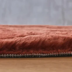 EMINZA Tapis rond fausse fourrure (80 cm) Finn Terracotta Discount