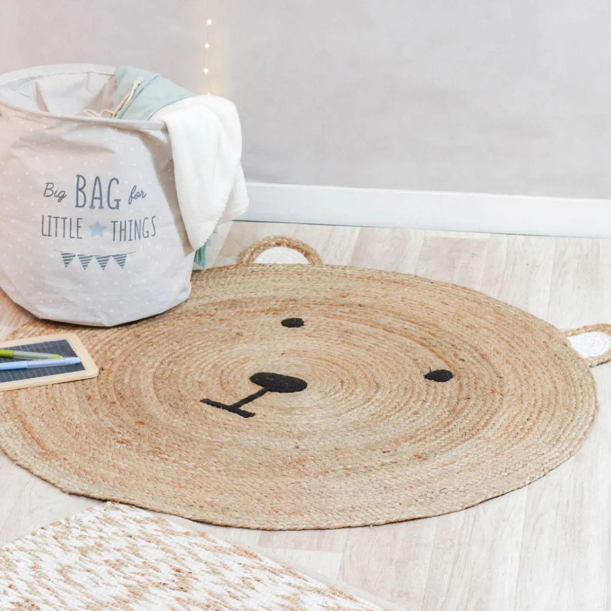 Atmosphera createur d'interieur for kids Tapis rond jute enfant (100 cm) Ourson Beige Sale