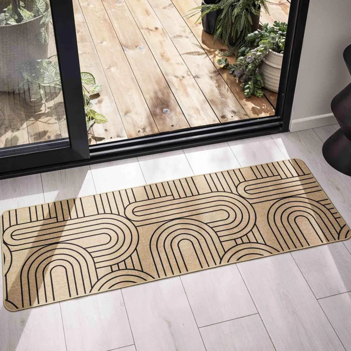 douceur d'intu017drieur Tapis tissé antidérapant (45 x 120 cm) Modul Noir Best