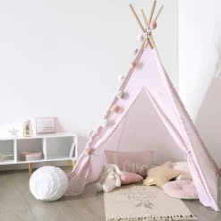 Atmosphera createur d'interieur for kids Tipi enfant bois et tissu (H160 cm) Dameo Rose Online