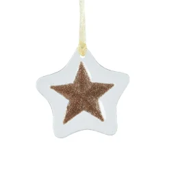 KAEMINGK Étoile de Noël en verre (D7 cm) Morillon et or pailleté Blanc Clearance