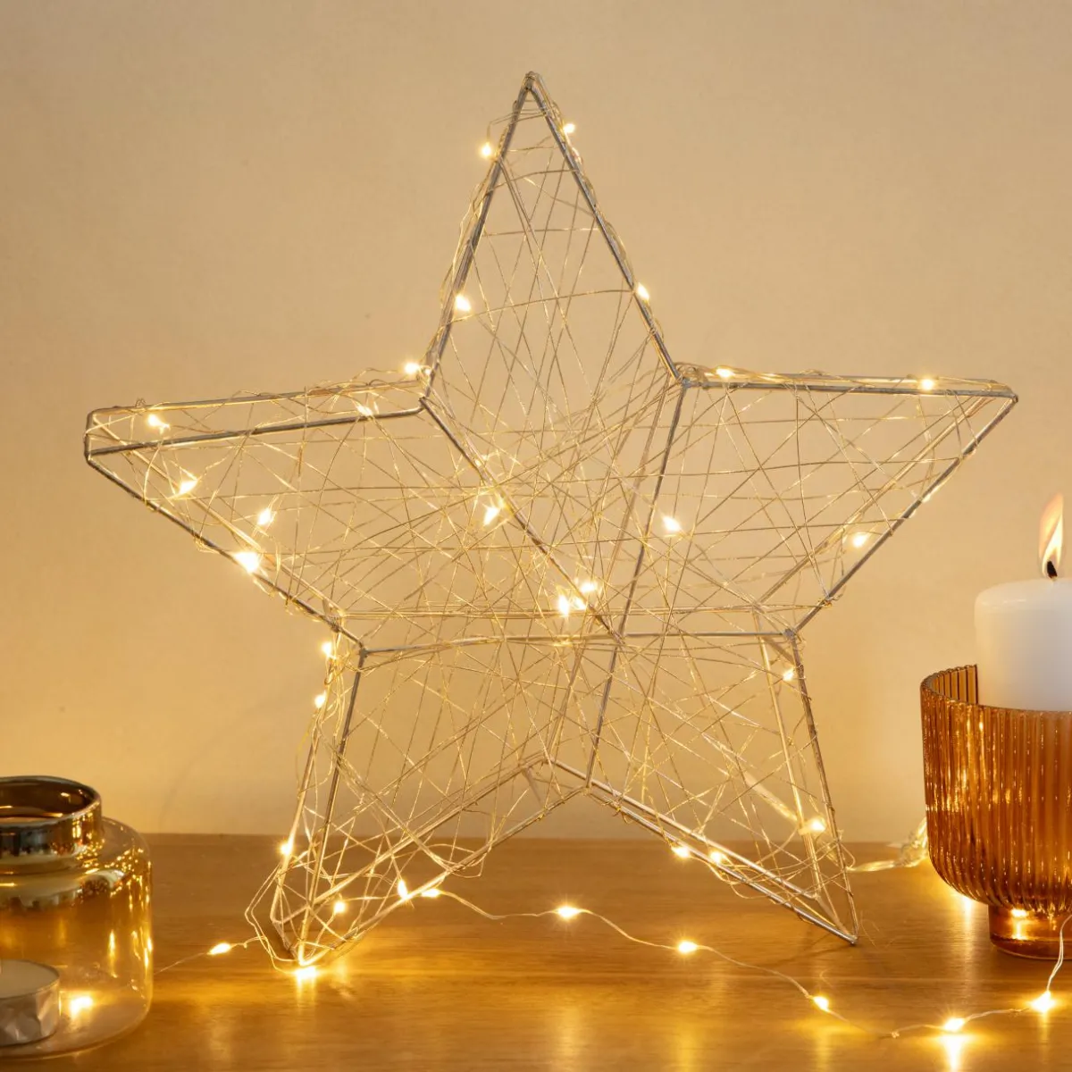 KAEMINGK Étoile lumineuse à piles 30 LED (H30 cm) Antartica Blanc chaud Sale