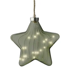 KAEMINGK Étoile lumineuse en verre à piles 15 LED (D20 cm) Vintage Thé et blanc chaud Vert New