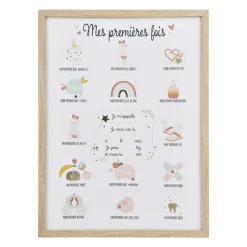 OSTARIA Toile murale enfant et stylo (30 x 40 cm) Mes premières fois Lila Beige Rose Discount