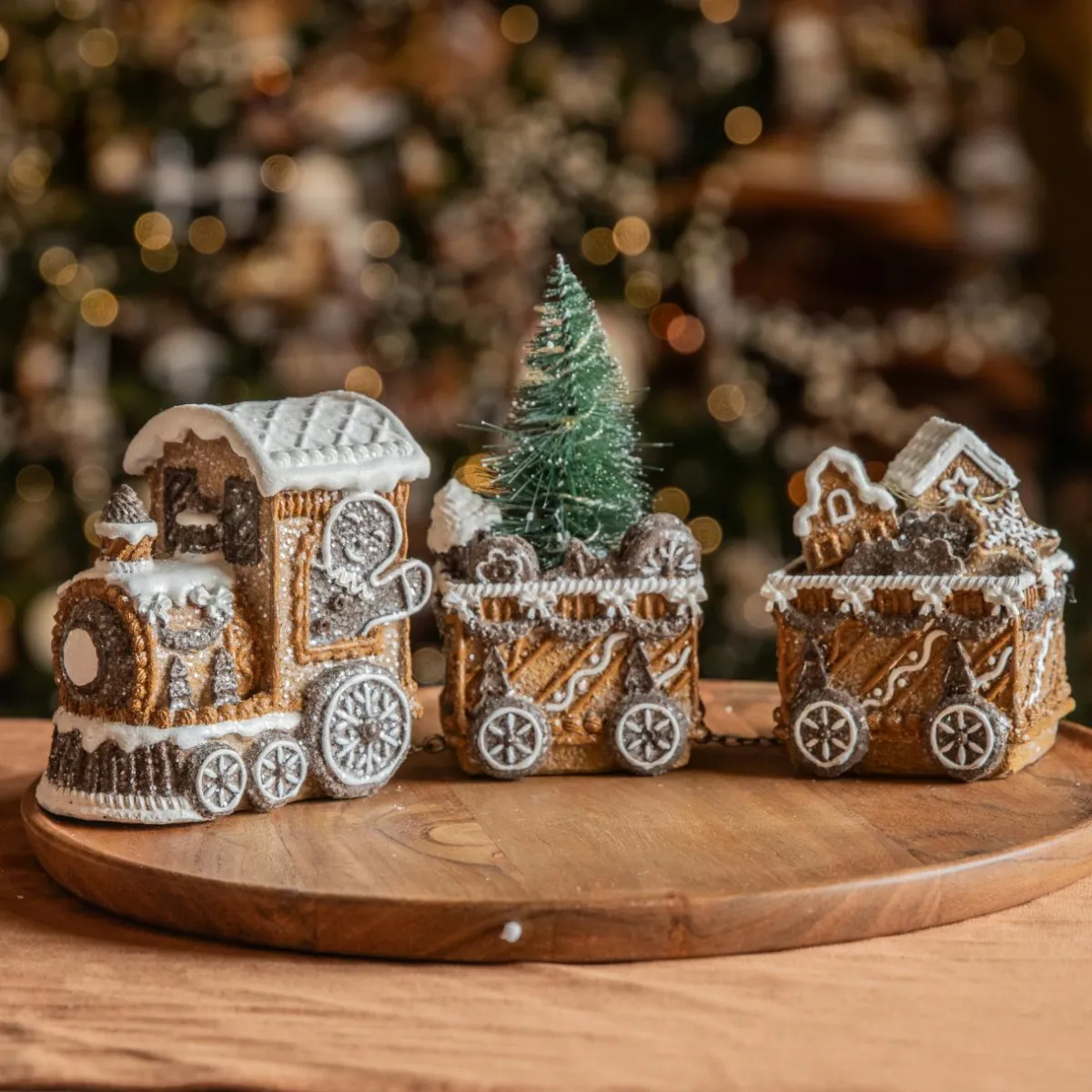 KAEMINGK Train décoratif lumineux (18 cm) Pain d'épices Gourmand Marron Discount