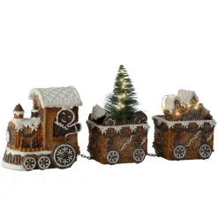 KAEMINGK Train décoratif lumineux (18 cm) Pain d'épices Gourmand Marron Discount