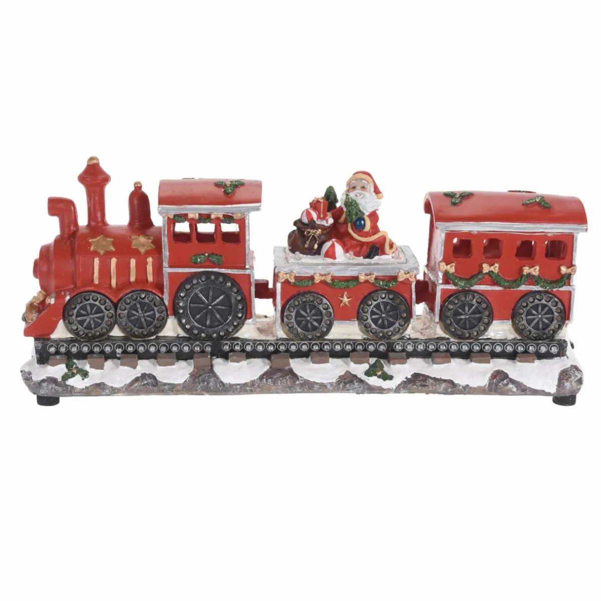 KOOPMAN Train décoratif lumineux (39 cm) Locomotive Père Noël Rouge Clearance