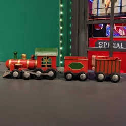 KAEMINGK Train de Noël en métal (58 cm) Wagons de marchandise Rouge Clearance