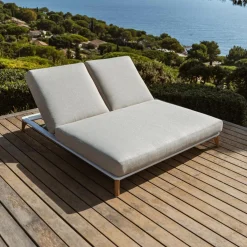 MOBELLIA Transat double en aluminium Monte Carlo et taupe Blanc Clearance