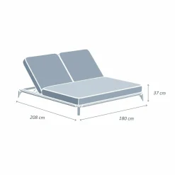 MOBELLIA Transat double en aluminium Monte Carlo et taupe Blanc Clearance