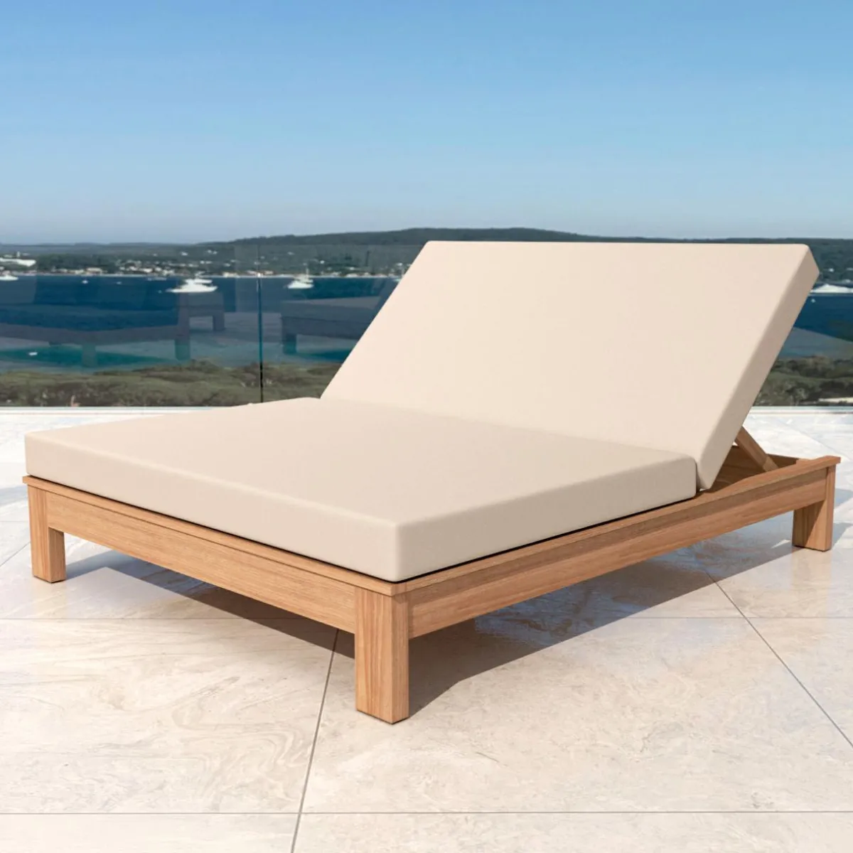 MOBELLIA Transat double en bois d'acacia Bornéo Sable Discount
