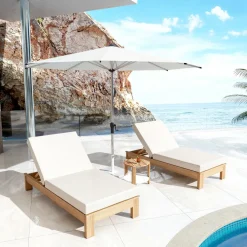 MOBELLIA Transat double en bois d'acacia Bornéo Sable Discount