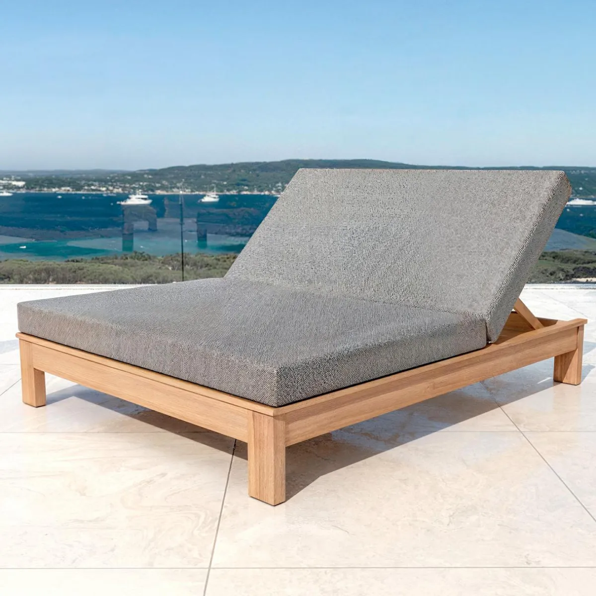 MOBELLIA Transat double en bois d'acacia Bornéo Gris Anthracite Sale