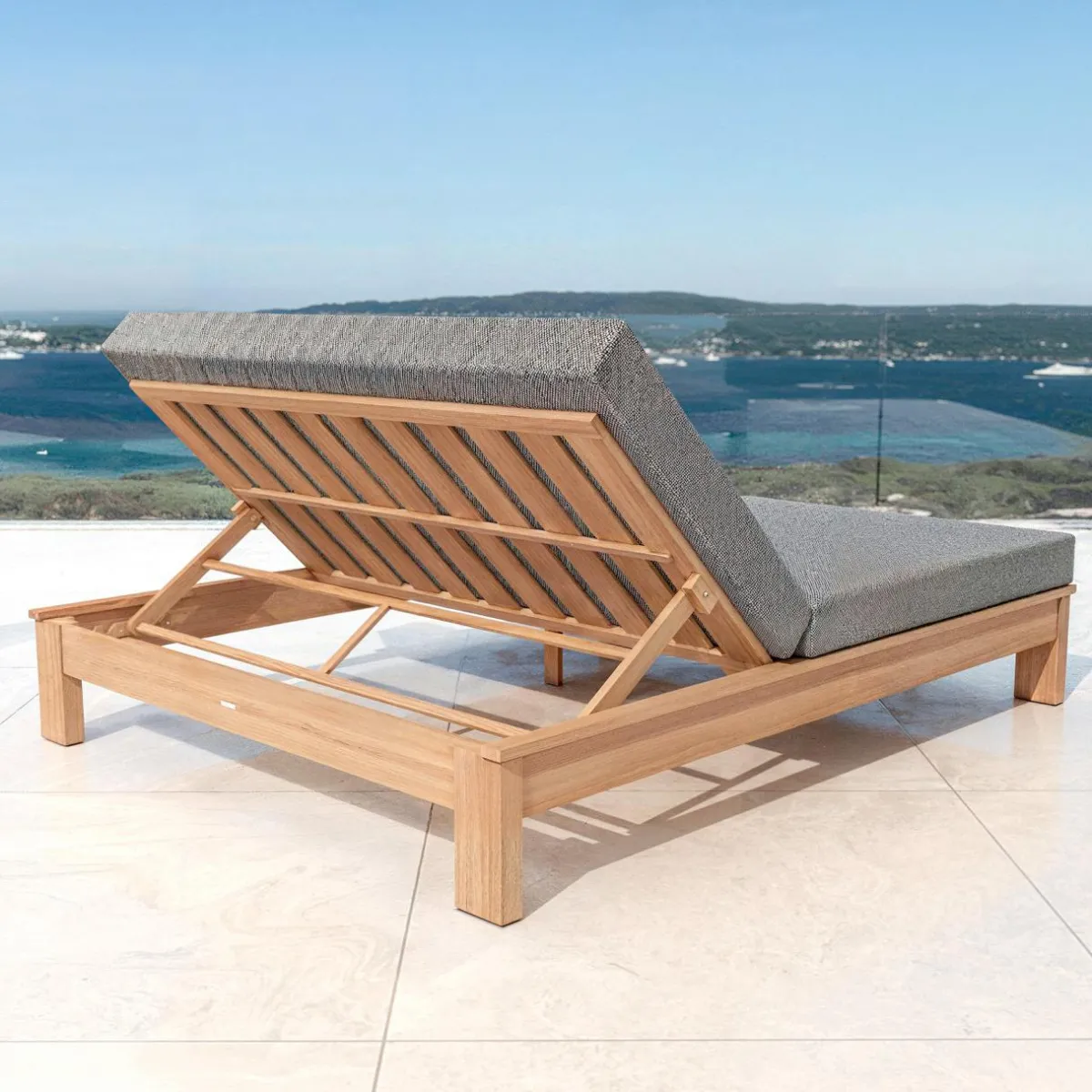 MOBELLIA Transat double en bois d'acacia Bornéo Gris Anthracite Sale