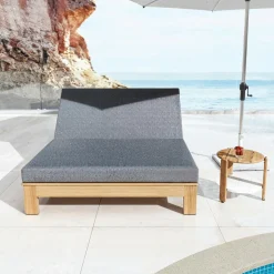 MOBELLIA Transat double en bois d'acacia Bornéo Gris Anthracite Sale