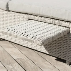 MOBELLIA Transat double en résine tressée - Canapé de jardin Calvi et gris clair Blanc Outlet