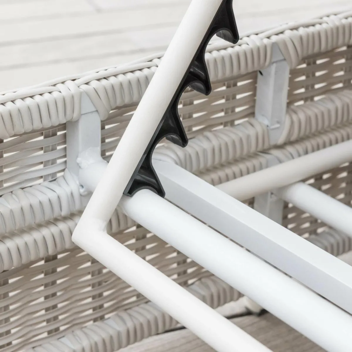 MOBELLIA Transat double en résine tressée - Canapé de jardin Calvi et gris clair Blanc Outlet